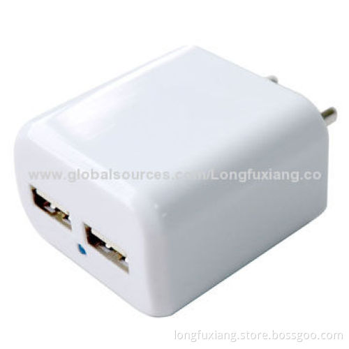 Dual-USB Power Adapter with 110-240V AC, 50/60Hz Input